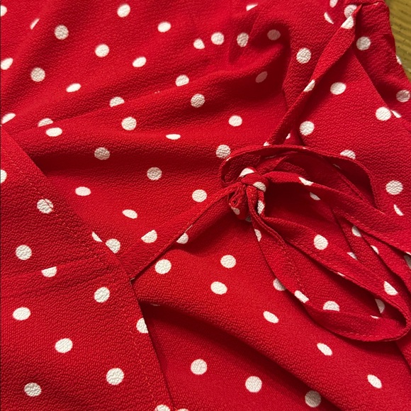 City Chic Red Polka Dot V-Neck Wrap Blouse Plus size 18 2x - Picture 3 of 8
